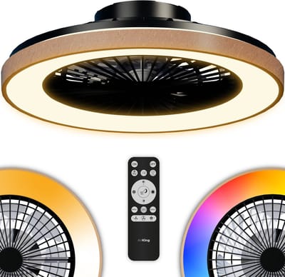 Airking Plafondventilator - Stille Ventilator met Lamp en Afstandsbediening - LED 40W Dimbaar - 3000K-6500K - Zomer en Winterstand Hout