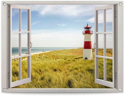 Tuinposter Vuurtoren uitzicht - 60 x 80 - Canvas - REINDERS