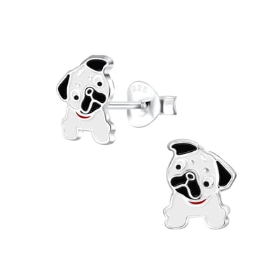 Zilveren kinderoorbellen lief hondje bulldog | Hond Oorknopjes Meisje Zilver | Zilverana | Sterling 925 Silver