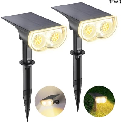 RFWR® LED Zonnelampen voor Buiten - Schemer tot Dageraad Buitenverlichting - Waterdichte Wandlamp met 650lm Warm Wit Licht - Set van 2
