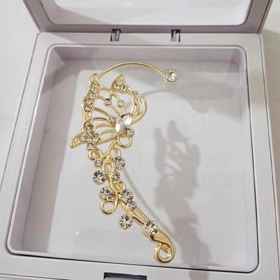 Koreaanse Mode Zirconen Vlinder Elf Oor Cuff Voor Vrouwen Sprankelende Zirconia Kristal Zonder Piercing Clip Oorbellen Bruiloft Sieraden