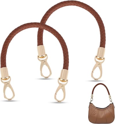 Set van 2 Leren Tas Handvatten van 40 cm, Vervangende Handgrepen voor Handtassen en Schoudertassen, Bruin, Duurzaam en Stijlvol
