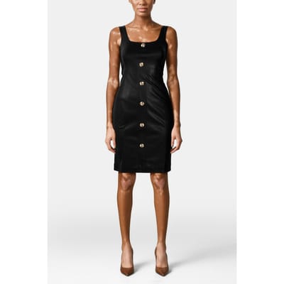 GUESS Marciano By  Ramona Sl Dress Jet Black Maat: 36 | Leren jurken Outlet | Dames | Zwart