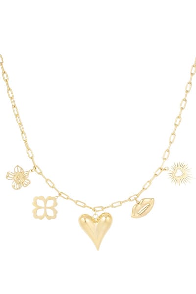 Love language charm ketting - bedels - goud- kerst cadeau - sint cadeau