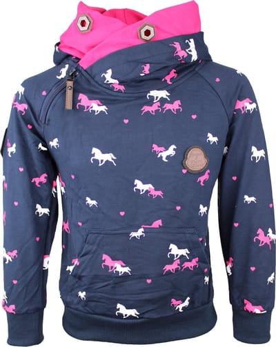 S&C Hoodie Focus Paard blauw Rood Kids & Kind Meisjes - Maat: 98/104