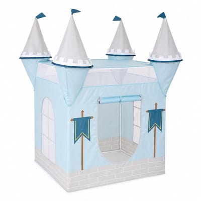 Speeltent Kasteel Kinderen 78x78x130 cm – Kinder Speelhuis met 4 Torens – Indoor Speeltent Jongens – Ridder Kasteel Tent – Speelhuisje Binnen – Blauw