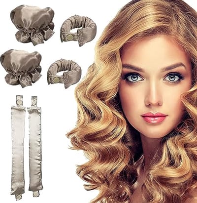 Krulspelden Set - Hittevrije Krullen - Haar Styling - Zacht Velours Materiaal - 2 Sets - Goud