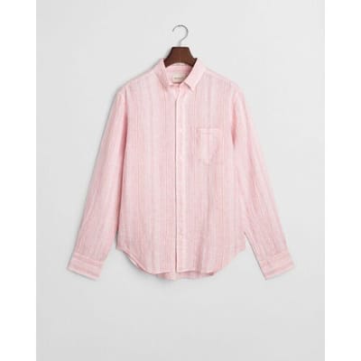 Gant Overhemd Linnen Multi Stripe Button-Down Geranium Pink / male