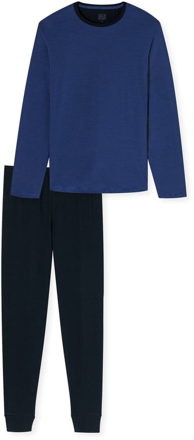 Schiesser Pyjama lange broek - 819 Blue - maat L (L) - Heren Volwassenen - Katoen/polyester/Modal- 180267-819-L