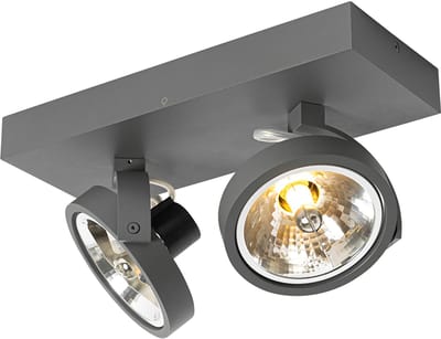 QAZQA go - Design Plafondspot | Spotje | Opbouwspot - 2 lichts - L 30 cm - Donkergrijs - Woonkamer | Slaapkamer | Keuken