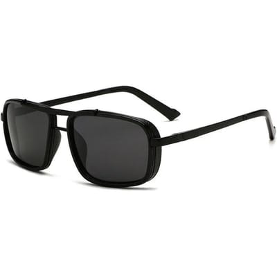 Nouveaux Lunettes de Protection Solaire Lunettes de Protection Solaire Punk Nouveaux Hommes Adultes Rectangulaires Carrés Uv400 Double Faisceau Aviateur Pilote Aviateur Protection Solaire black