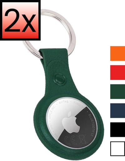 Hoesje Geschikt voor Apple AirTag 2 Sleutelhanger Houder Leder Look Hoes - Sleutel Hanger Case Hoesje Geschikt voor Apple AirTag 2e generatie Hoesje - Donkergroen - 2 PACK