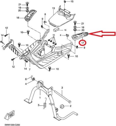 Cale pied ARG pour scooter Yamaha 50 Bw's 2004 à 2019 5WWF74310000 Noir Neuf