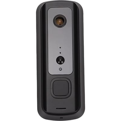 Sonnette vidéo sans fil avec application bidirectionnelle, surveillance en temps réel, faible consommation, détecteur de mouvement PIR intégré. noir