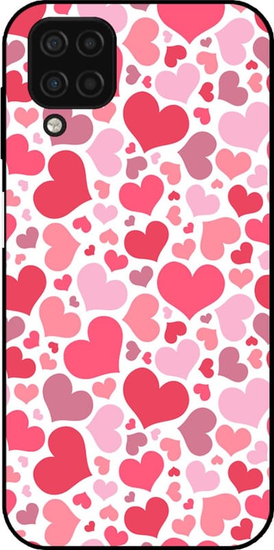 Smartphonica Telefoonhoesje Geschikt voor Samsung Galaxy A12 met Hartjes Print - Hearts Design TPU Backcover Case - Kinder Hoesje met Hartjes Design geschikt voor Samsung Galaxy A12