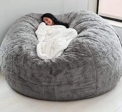 Zitzakhoes XXL - 150 x 75 cm - Bean Bag - Zonder vulling - Lichtgrijs - Wasbaar - Zacht en behaaglijk