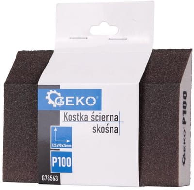 GEKO Schuurspons met schuine kant - P100 korrel - 125x90x25 mm - Ergonomisch ontwerp