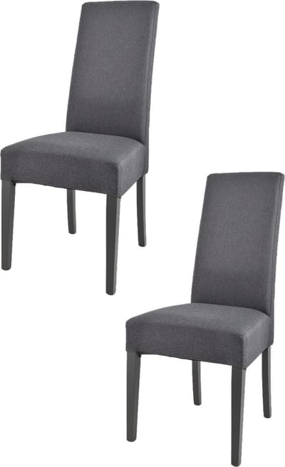 Tommychairs Chiara - Eetkamerstoelen - Set van 2 - Donkergrijs - Stof & Hout
