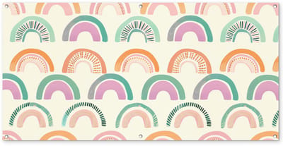 Tuinposter 160x80 cm - Tuindecoratie Regenboog - Pastel - Patroon - Poster voor in de tuin - Buiten decoratie - Schutting tuinschilderij - Tuindoek muurdecoratie - Wanddecoratie balkondoek