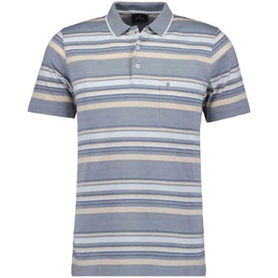 Ragman Polo Soft Knit Multi Stripe Silver Grey-Beige / male