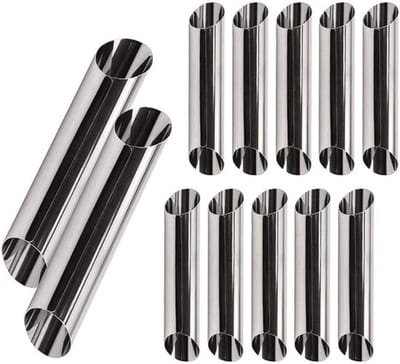 12 stuks Cannoli-vormen van roestvrij staal voor keuken - maak heerlijke cannoli, bladerdeeg en ijscrème met deze hoornvormige buizen - kookaccessoires voor lekkernijen