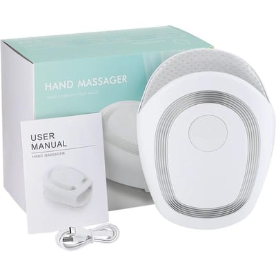Draadloze handmassage Thermische airbag Opblazen Compressie voor duim Vinger Pols Massage Trilling Stimuleert Acupressuur Palm wit