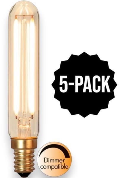 5-Pack | Filament Staaflamp - E14 - 2.5W - Super Warm Wit <2200K - Dimbaar