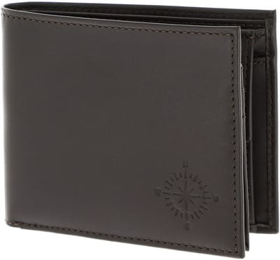 oxmox Leren portemonnee Leather RFID Protect Querscheinbörse Windrose 2.0 Embossed Brown donkerbruin