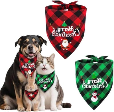Kerstkostuum voor Honden - 2-delige Set met Kerst Neckerchief en Strikje voor Kleine Honden, Persoonlijk en Feestelijk