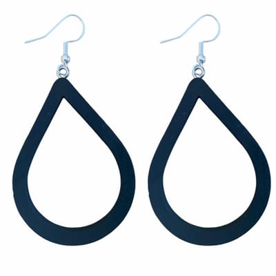 Oorbellen-Hout-Zwart-Druppel-Zilver 7 cm -Charme Bijoux