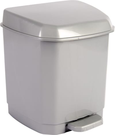 Hega Hogar Pedaalemmer - grijs - 7 Liter - 26 cm - Kunststof - vuilnisemmer- Dameshygiene afvalbak - voor toilet/badkamer