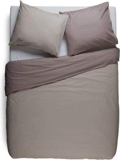 Snoozing Two Tone - Flanel - Dekbedovertrek - Tweepersoons - 200x200/220 cm + 2 kussenslopen 60x70 cm - Taupe/Camel