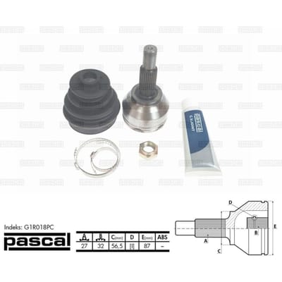 Homokineet reparatie set, aandrijfas PASCAL G1R018PC