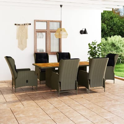 vidaXL - 7-delige - Tuinset - met - kussens - poly - rattan - bruin