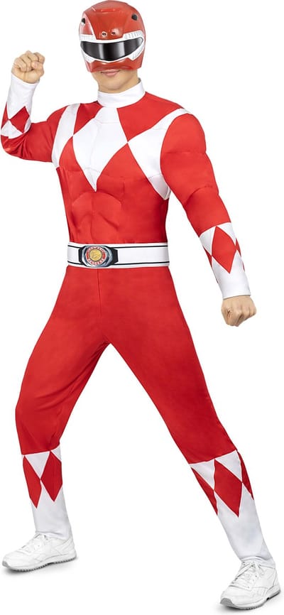 Funidelia | Rood Power Rangerkostuum voor mannen - Films & Series, Superhelden, Tekenfilms - Kostuum voor Volwassenen Accessoire verkleedkleding en rekwisieten voor Halloween, carnaval & feesten - Maat L - Rood