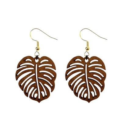 Oorbellen-Hout-Goudkleurig zilver-Roestbruin -Charme Bijoux