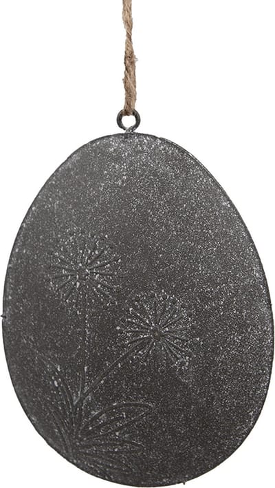 Clayre & Eef Paashanger Ei 8 cm Grijs Metaal