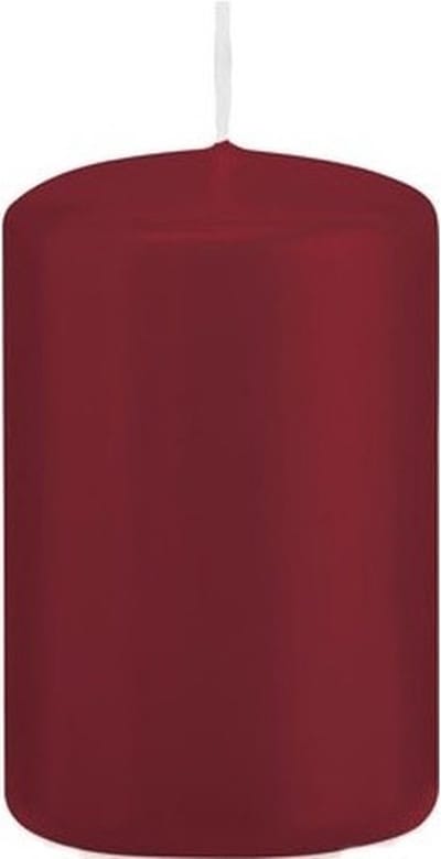 Trend Candles Cilinderkaars/stompkaars - bordeauxrood - 5 x 8 cm - 18 branduren - met brandvertragende folie