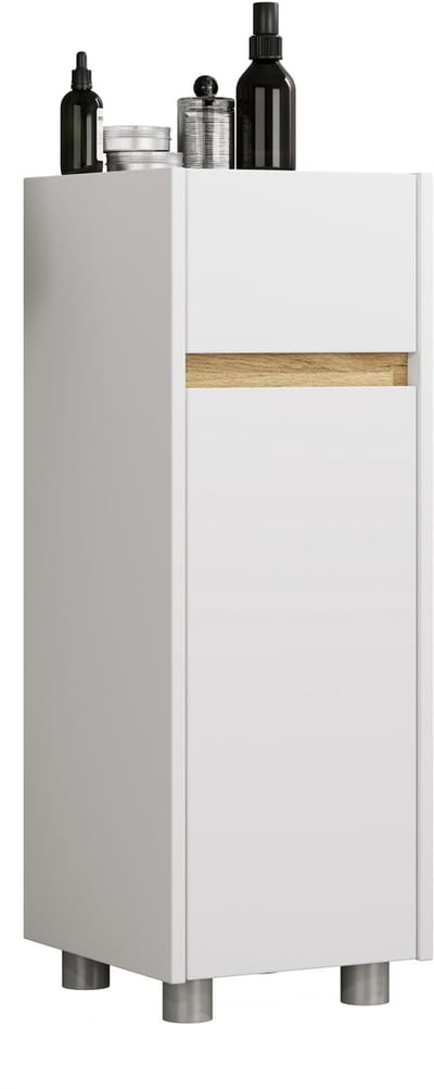 VCM Midischrank – schmaler Badschrank mit 1 Schublade und 1 Drehtür, H. 85 x B. 30 x T. 32 cm, kompakte Aufbewahrung für Badezimmer, Badmöbel Schubladenkommode, Cosila