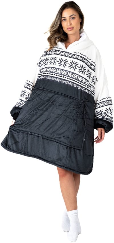 Hoodie Deken - Fleece Deken met Mouwen - Hoodie Blanket - Oversized Hoodie - Dames en Heren - Hoodie Deken met Print - Volwassenen - Hoodie Deken met Capuchon - Huggle Hoodie