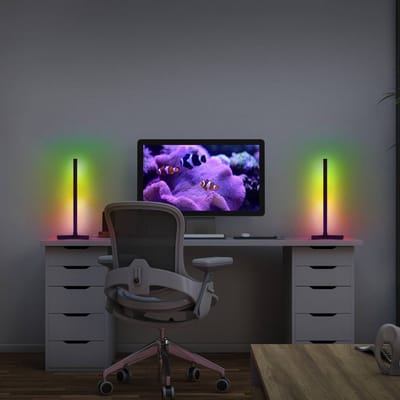OSRAM SMART slimme en moderne tafellamp voor indirecte verlichting met WiFi-technologie, Magic RGB, dimbaar, zwart, aluminium, lampen niet vervangbaar