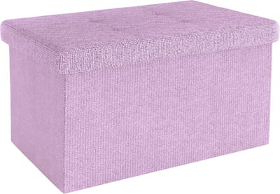 Intirilife Opvouwbare bank 49x30x30 cm in LOTUS ROSA - Zitkubus met opbergruimte en deksel van stof met holtes - Zitkubus voetensteun opbergbox kist zitkruk