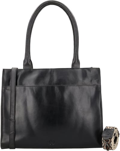 Hide & Stitches Next Navajo Laptoptas 15,6 inch - Schoudertas - Shopper - Laptopvak - Leren Dames Tas - Zwart