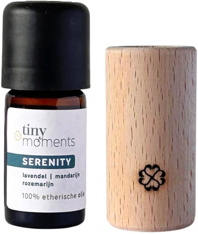 Tiny Moments Aroma Diffuser Set Serenity - Houten Geurdiffuser met Etherische Olie - Lavendel, Mandarijn, Rozemarijn