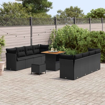 vidaXL - Tuinbank - Set - 11 - st - 8-Aantal - zitplaatsen - Zwart - poly - rattan