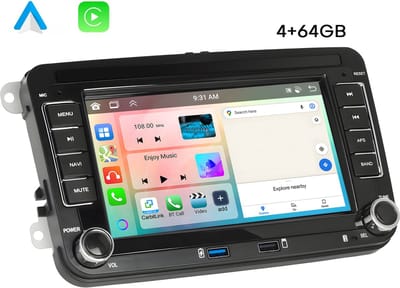 Boscer Autoradio - Geschikt voor Volkswagen, Skoda & Seat - Apple Carplay & Android Auto - Android 15 - 4+64GB - 7 Inch HD Touchscreen - Bluetooth, USB, Wifi & MP5 - Navigatiesysteem - Achteruitrijcamera & Microfoon