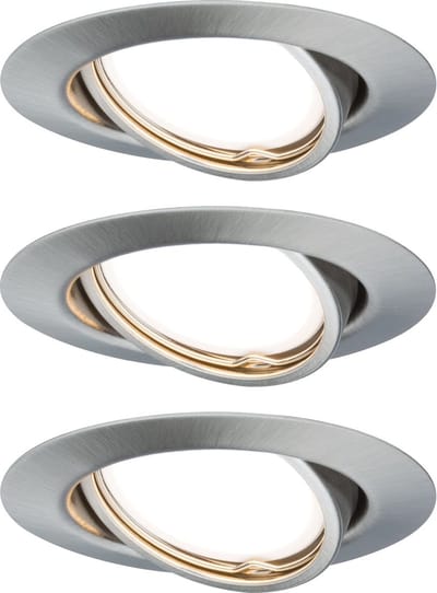 LED-inbouwlamp 3-Step-Dim Base Basisset zwenkbaar rond 90 mm 20° GU10 3x5W 3x350lm 230V dimbaar 3000K Staal geborsteld