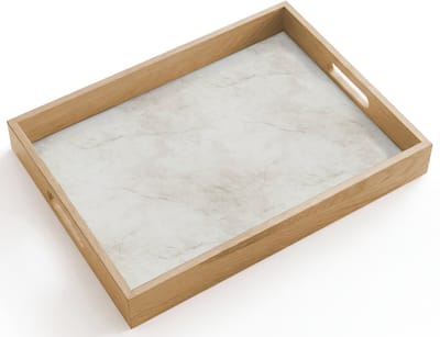 Dienblad hout 40x30 cm - Schootdienblad - Grijs - Marmer - Aders - Borrelplank rechthoek - Plateau dienbladen