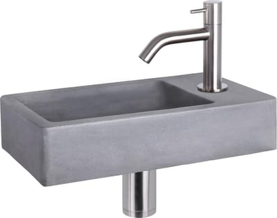 Differnz Force Fonteinset - Beton donkergrijs - Kraan gebogen mat chroom - 40 x 22 x 8 cm