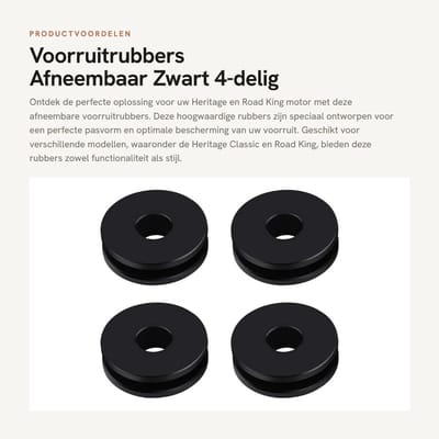 Dailygoods- Voorruitrubbers 4-delig - Afneembaar - Zwart - POM - 25 x 7,5 x 8,5 mm - Compatibel met Heritage/Road King - Rubberafdichting